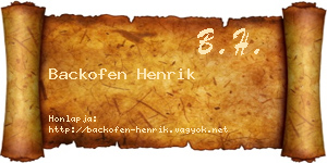 Backofen Henrik névjegykártya